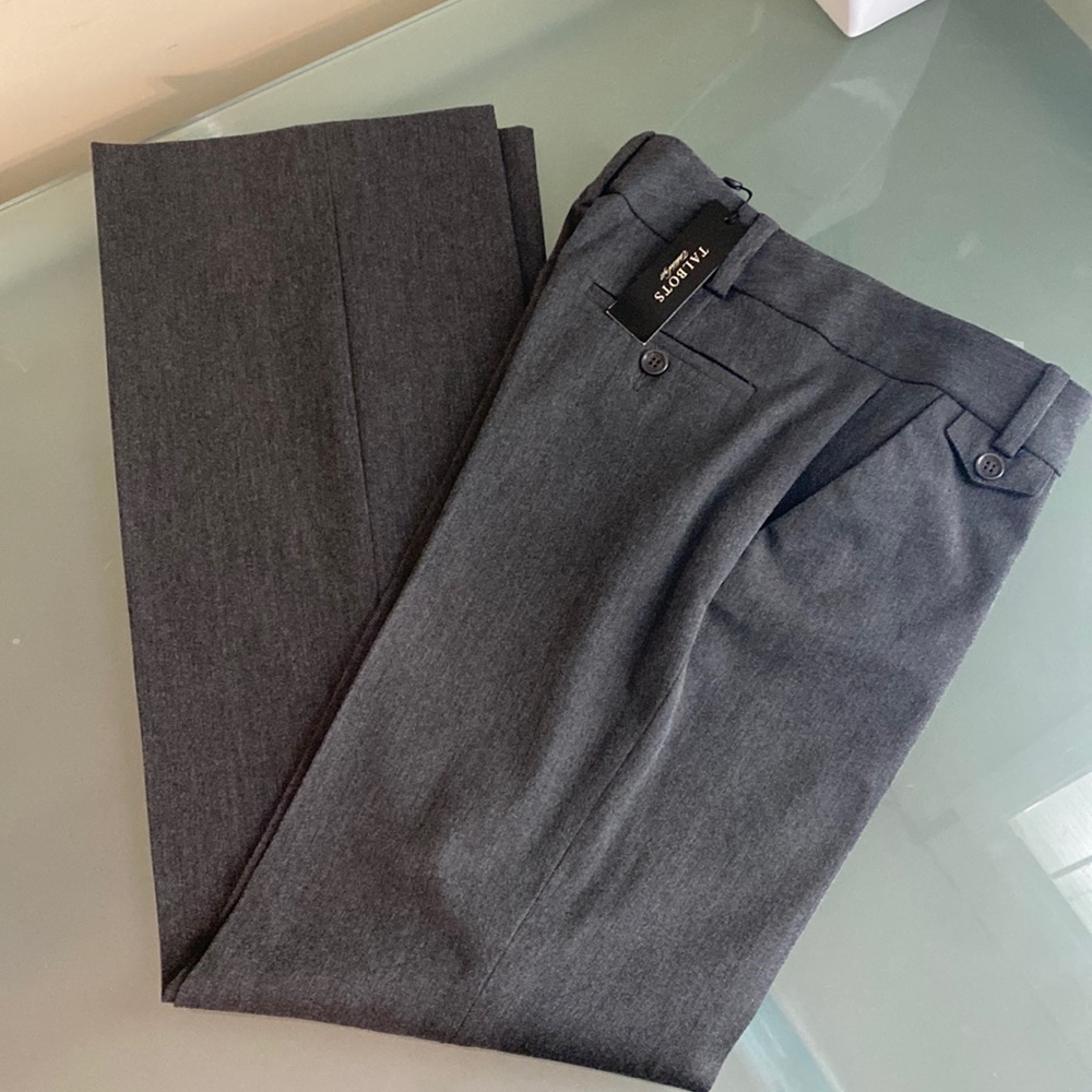 NEW Talbots Gray Wide Leg Pants Tailored Career Pants Size 2